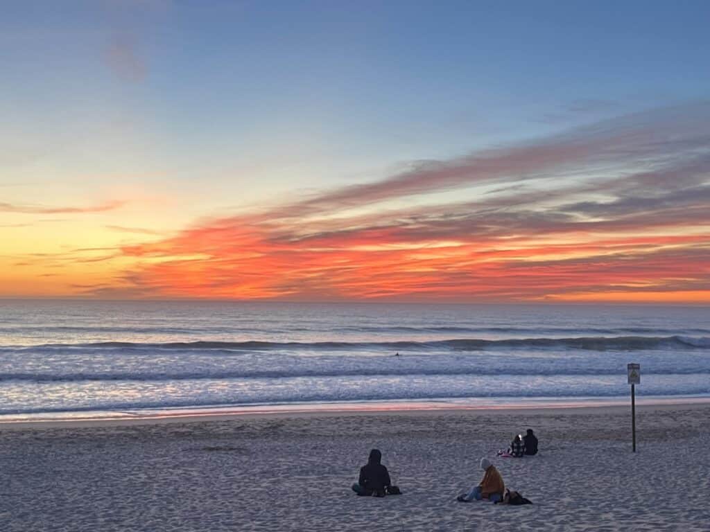 lisbonne météo, météo portugal , coucher de soleil lisbonne à charneca da caparica